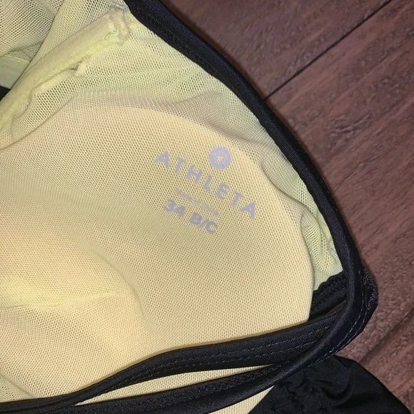 Athleta Black Ruched Double Strap Swimsuit Tank Adjustable Underwire 34B - Picture 5 of 6